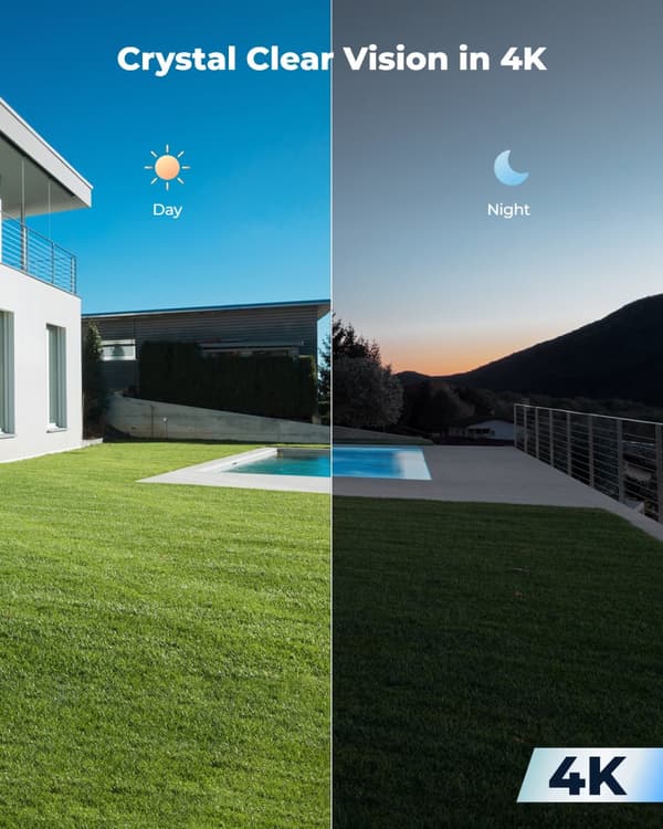 4K Sikkerhedskamera, Smart Detektion, Farve Nattesyn, Vandtæt Design