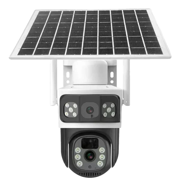 Utomhus solcells säkerhetskamera, 360° synvinkel, 4K bildupplösning, 256GB lagring,WiFi-kamera 256GB-W