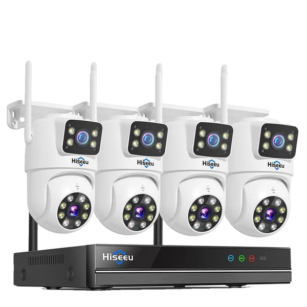 Hiseeu Overvågningssystem, 16CH NVR, 6MP Dual Linse Kameraer,16CH NVR 4 kameraer, Ingen
