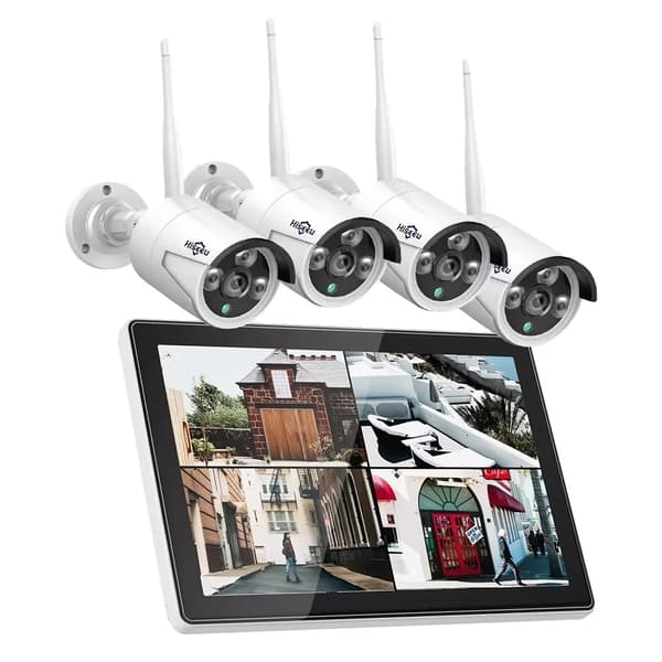 Trådløst sikkerhedskamerasystem, 4 kameraer, 10,1" monitor,3MP Bullet System, Ingen