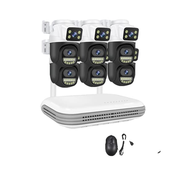 Trådløst sikkerhedskamerasystem, 6MP dual linse, tovejskommunikation,Ingen, 8CH NVR og 6 CamB