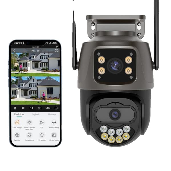 Tre-linse sikkerhedskamera, 15MP opløsning, smarte alarmfunktioner,Eu stik, 10MP Tilføj 64G-a