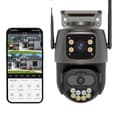 Miniatyrbillede 1 af 2: Tre-linse sikkerhedskamera, 15MP opløsning, smarte alarmfunktioner,Eu stik, 10MP Tilføj 64G-a