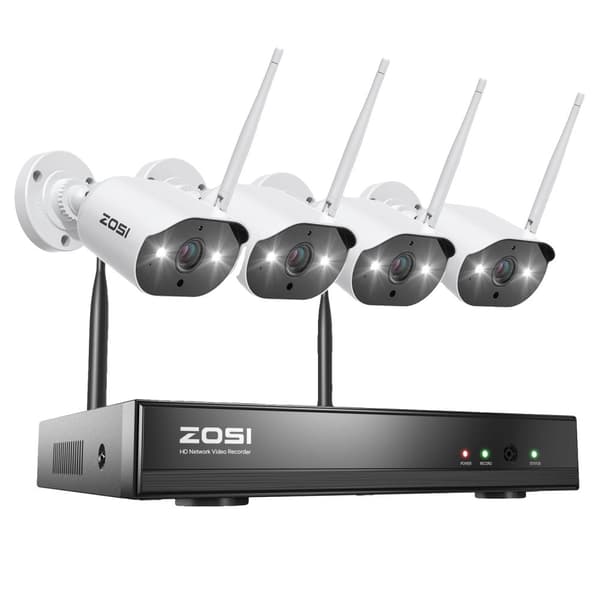 Trådløst hjemme sikkerhedskamera system, 3MP opløsning, farve nattevision, 24/7 optagelse,8CH NVR x 4 Kamera, 1T