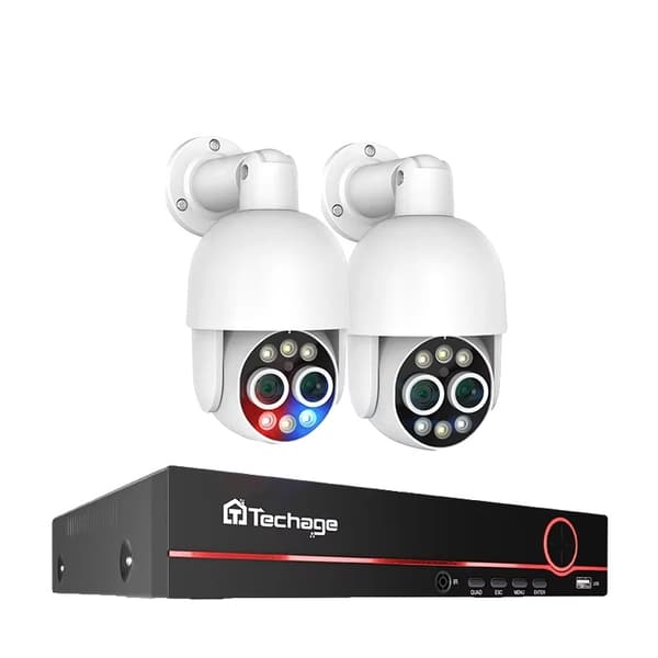 Techage HD Overvågningssystem, 8MP Opløsning, AI Detektion,1T Indbygget HDD, 8CH NVR og 2 kameraer