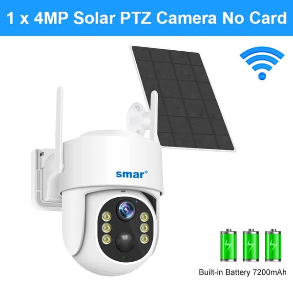 Solarlampe PTZ Kamera, 4MP Opløsning, Nattesyn 25M,4MP WiFi-version