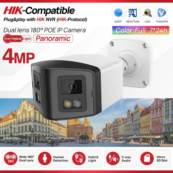 Panoramisk IP-kamera, 4MP opløsning, dual linse teknologi,4MP kugle