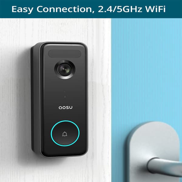 WiFi Videodörrklocka, 5MP Ultra HD-bildbehandling, Smart Rörelsedetektering, Tvåvägsljud