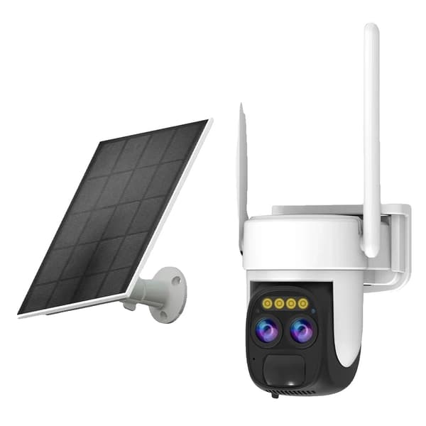 Trådlös solarsäkerhetskamera, 360° synvinkel, dubbellins 10x zoom,Wifi 6MP Kamera