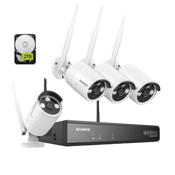 SANNCE 5MP Wifi Övervakningskamerasystem, Smart AI Detektion, Tvåvägskommunikation,4ST 2TB