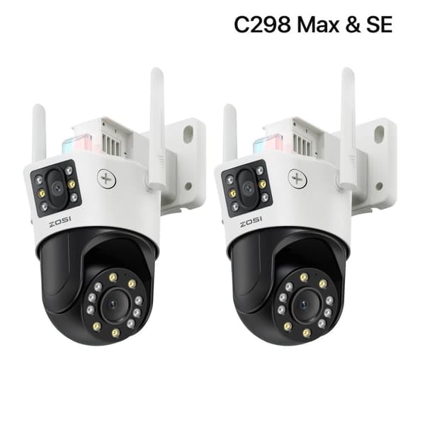 ZOSI WiFi PTZ Sikkerhedskamera, 8MP Opløsning, Dual-Lens Teknologi,C298 Max og SE