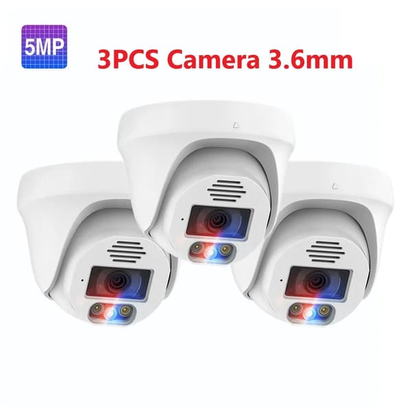 Techage Overvågningskameraer, 4MP & 5MP Opløsning, Dome Design,3PCS 5MP KAMERA B-a