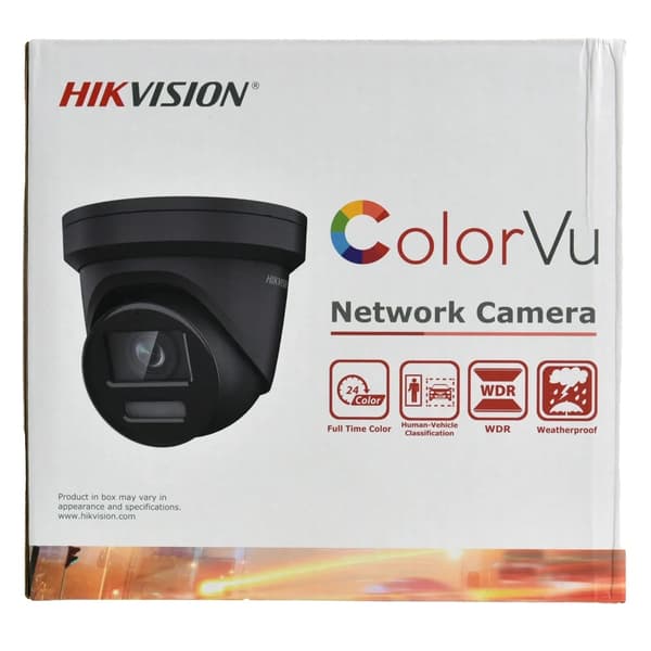 Hikvision ColorVu 8MP Nätverkskamera, 24/7 Färgavbildning, IP67 Väderbeständig,2,8 mm, Original 8MP Svart