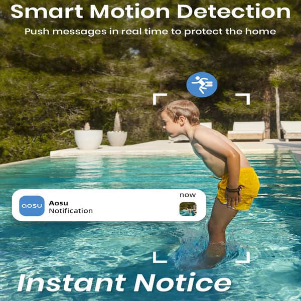 AOSU 3MP WiFi Säkerhetsdomekamera, 360° Täckning, Färg Nattseende, Tvåvägsljud