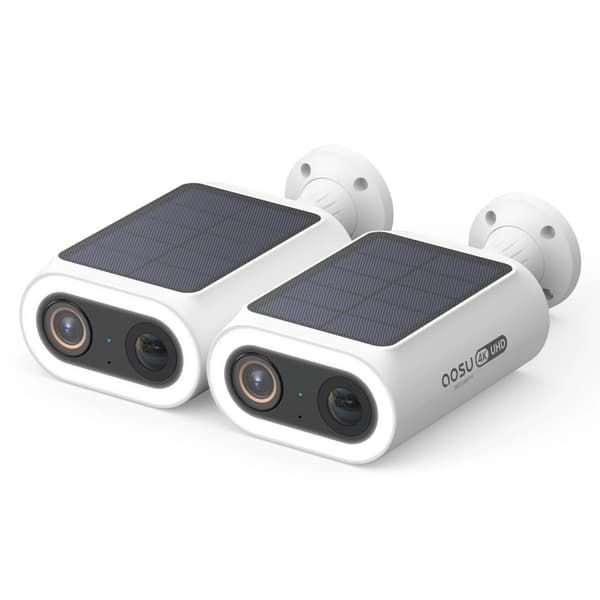 AOSU Solkamera, 8MP 4K Video Kvalitet, Smart Detektionsteknologi,4mm, EU stik, 2stk