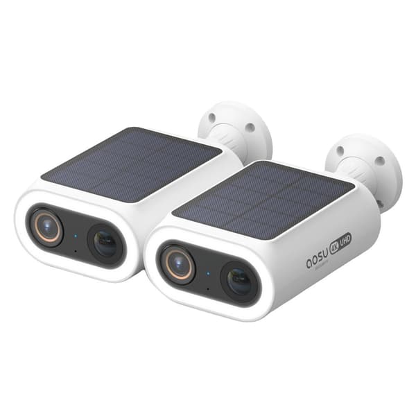 AOSU Solkamera, 8MP 4K Video Kvalitet, Smart Detektionsteknologi,4mm, EU stik, 2stk