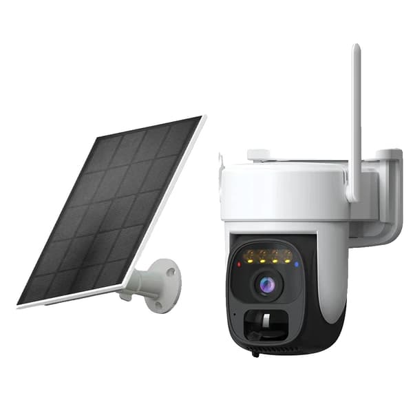 Langaton aurinkokäyttöinen turvakamera, 360° katselukulma, kaksoislinsseillä 10x zoomi,Wifi 3MP  64GB