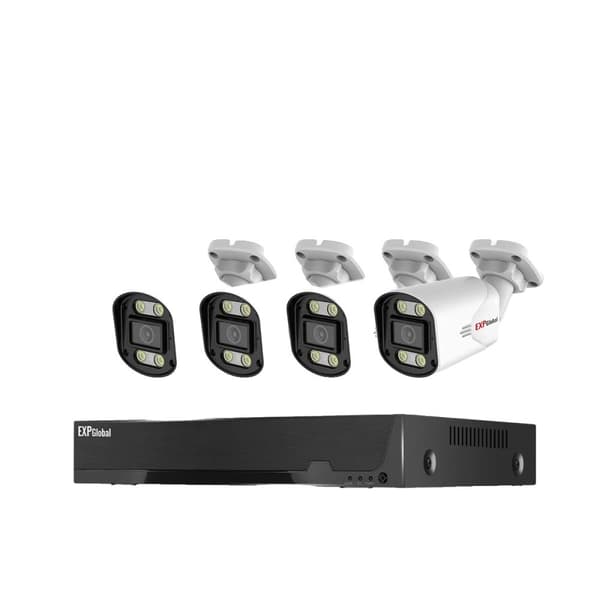 Sikkerhedskamerasystem, 8MP opløsning, 4 kameraer, IP66 vandtæt,1x4CH NVR 4x8MP kameraer, 1T