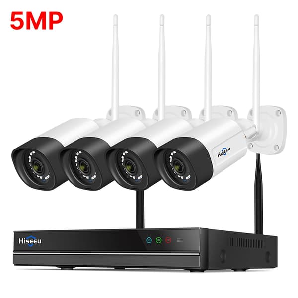 Trådløst CCTV-system, høj opløsning, tovejslyd,16CH NVR 4 Kameraer-a, Eu stik, 3T(udendørs sport)