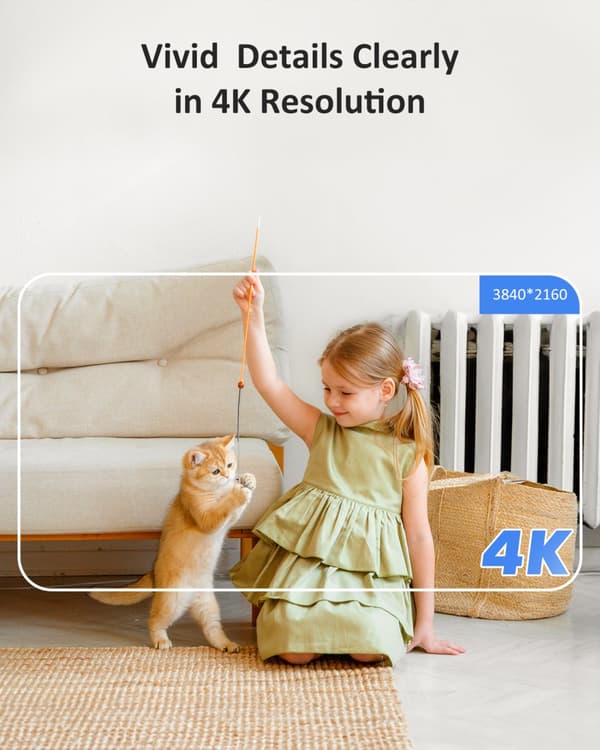 4K UHD Indendørs Sikkerhedskamera, Højopløselig 8MP, Dual-Band WiFi Forbindelse, 8x Digital Zoom