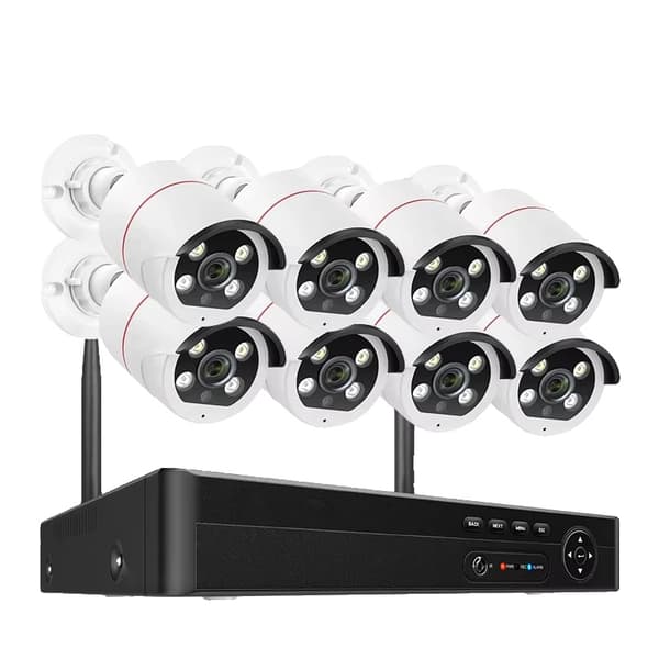 Trådlöst säkerhetssystem, 5MP upplösning, intelligent detektion,8CH NVR och 8 kameror, 1T