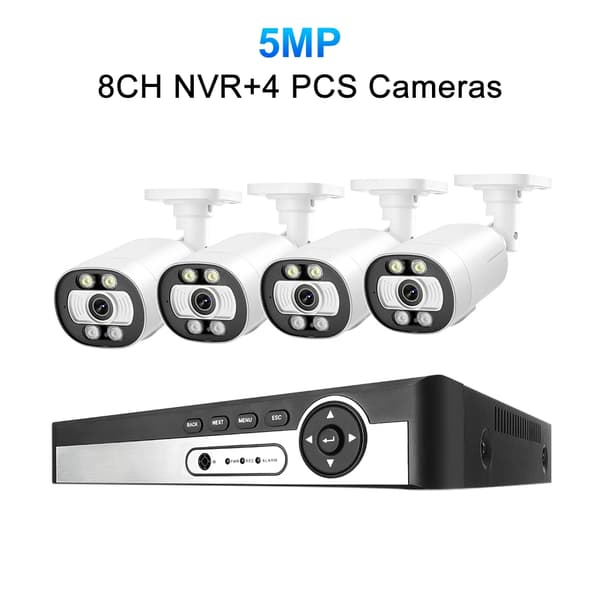 5MP POE CCTV -järjestelmä, kaksoisvalotilat, parannettu yökuvaus,8CH NVR 4KAM 5MP, 1T Sisäänrakennettu HDD