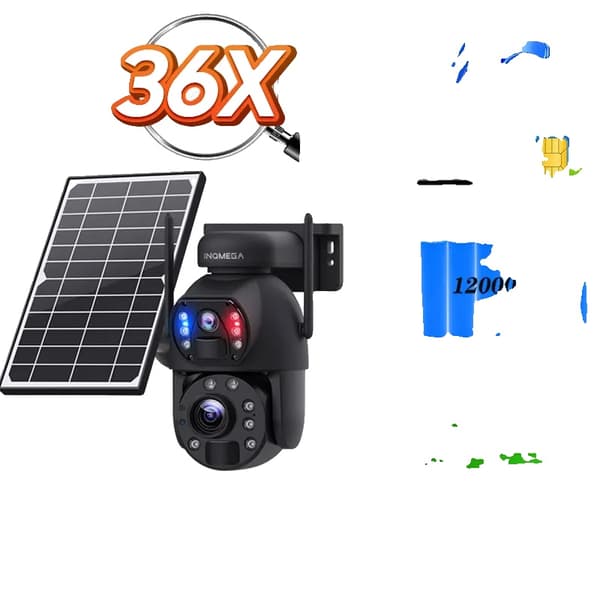 Solarsurveillancekamera, 4K opløsning, 85° synsvinkel,36X 4G 128GB