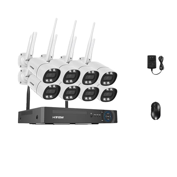 Trådlöst säkerhetskamerasystem, nattseende, tvåvägsljud,5MP 8PCS Kamera, Ingen