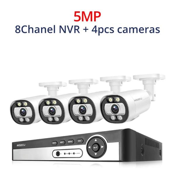 AI-säkerhetskamerasystem, 5MP upplösning, 8CH NVR,8CH NVR 4ST KAMERA 5MP