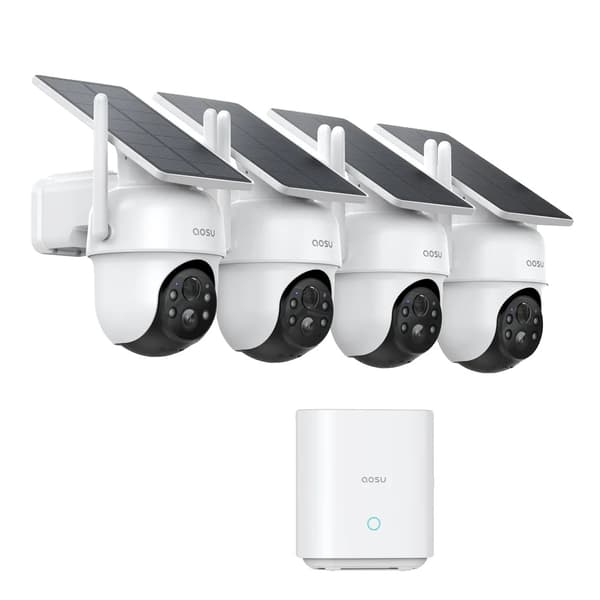 Trådløst overvågningskamera system, 360° dækning, 4MP opløsning, solcelledrevet