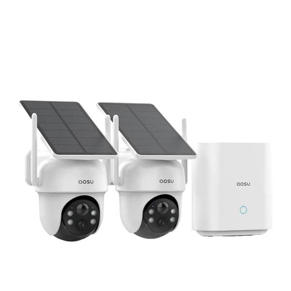 Trådløst 360° PTZ Overvågningskamera Sæt, 3MP Opløsning, Solcelledrevet, Dobbelt WiFi Support