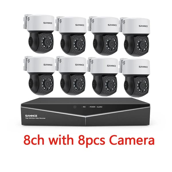 Videoovervågningssystem, 2MP HD opløsning, høj klarhed kuglekamera,4T, 8ch med 8stk Kamera