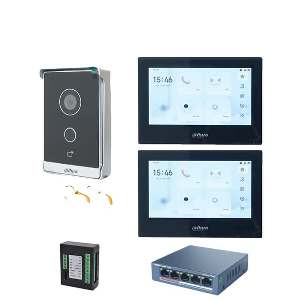 Dahua IP Video Intercom, Färg Touchskärm, Induktiv Kortåtkomst,1 DB 2 Svart Skärm