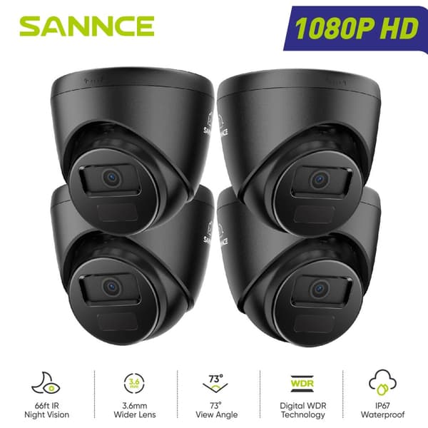 SANNCE CCTV-kameror, 1080P HD-upplösning, 20 meter nattseende,4ST-a