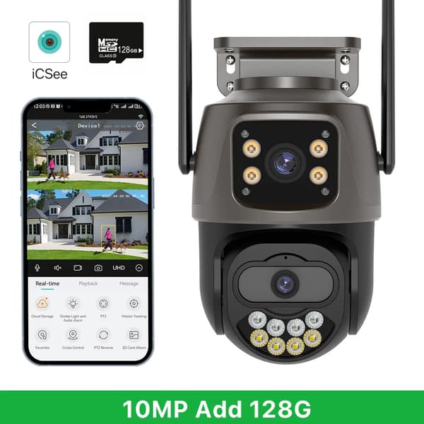 10MP Turvakamera, AI Ihmisten Tunnistus, IP66 Vesitiivis,Eu plug in Finnish is "Eu-plugi", 10MP Lisää 128G