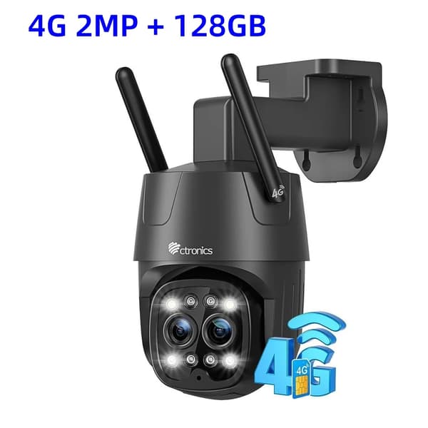Ctronics säkerhetskamera, 4MP upplösning, 355° panorering & 90° lutning,4G 2MP 128G