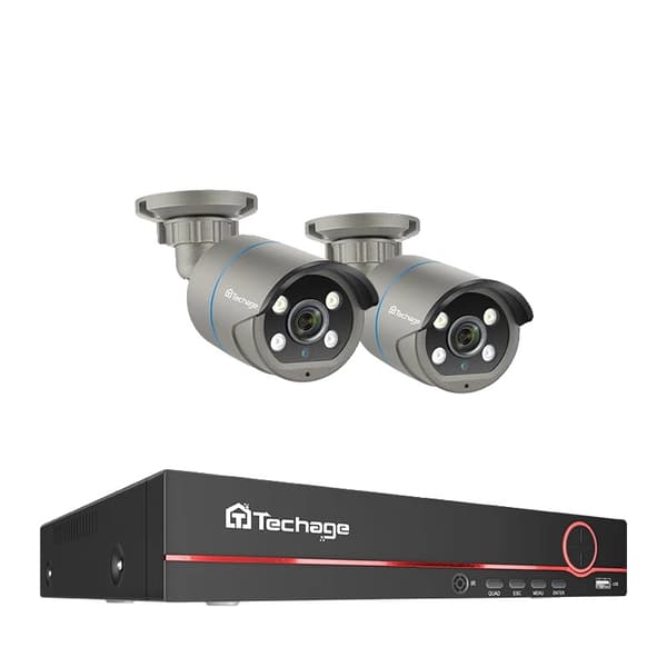 Övervakningssystem med CCTV, 4MP HD-upplösning, tvåvägsljud,8CH NVR 2 Kameror, 1T