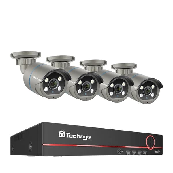 CCTV Sikkerhedssystem, 4MP HD Opløsning, To-vejs Lyd,8CH NVR 4 kameraer, 1T