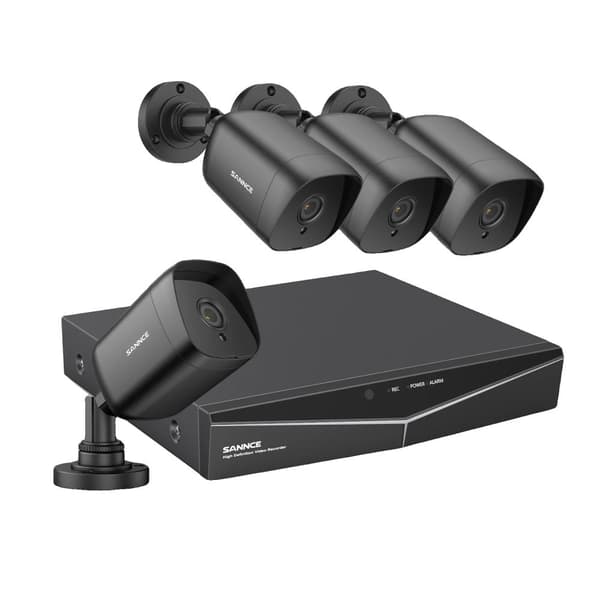 SANNCE 5MP Säkerhetskamerasystem, Nattseende upp till 30 meter, IP66 Vattentålig klassning,4ST 0TB