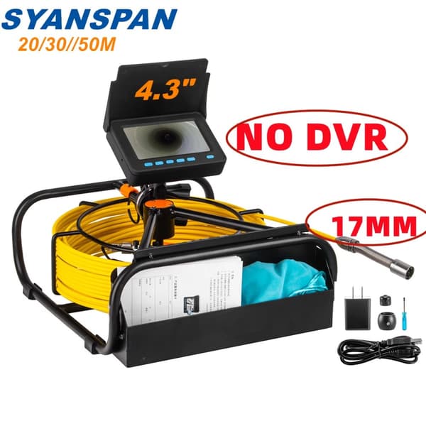 Putkikameran tarkastus, 4,3" HD-näyttö, 16GB SD-kortin tallennus, 12V-akku,17MM EI DVR, 50m