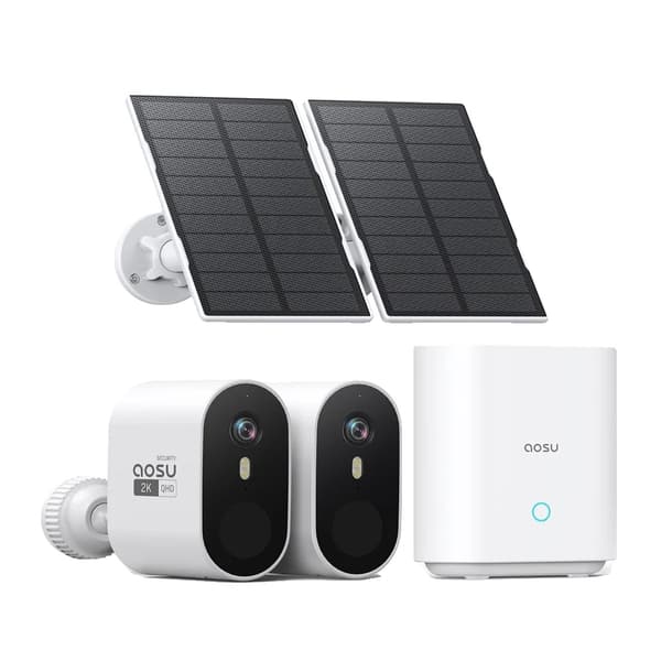 AOSU WiFi Aurinkokamerajärjestelmä, 3MP Resoluutio, 166° Laajakulma, Kaksisuuntainen Puhelu