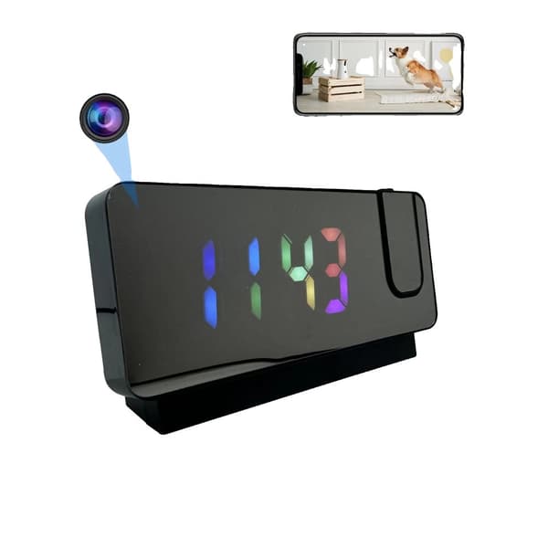 4K Ultra HD Projektionsvækkeur Kamera, Fjernvisning, Bevægelsesdetektion,Med 16GB kort