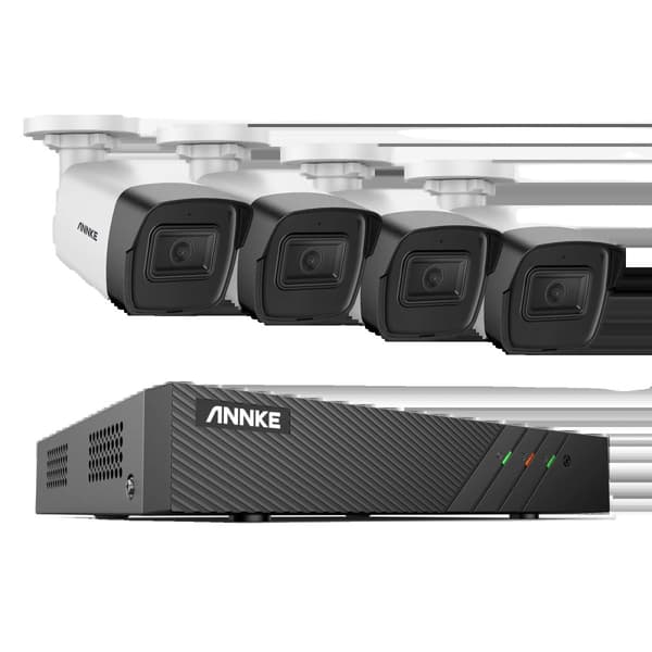 5MP POE Videoövervakningskamerasystem, 8-kanalsingång, inbyggd mikrofon,4st kameror, 1T