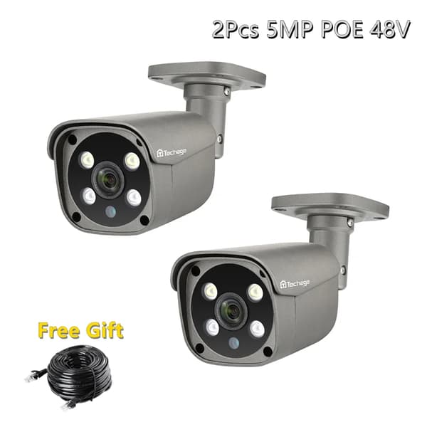 PoE Sikkerhedskamera, AI Menneskegenkendelse, To-vejs Lyd,2Pcs 5MP POE 48V