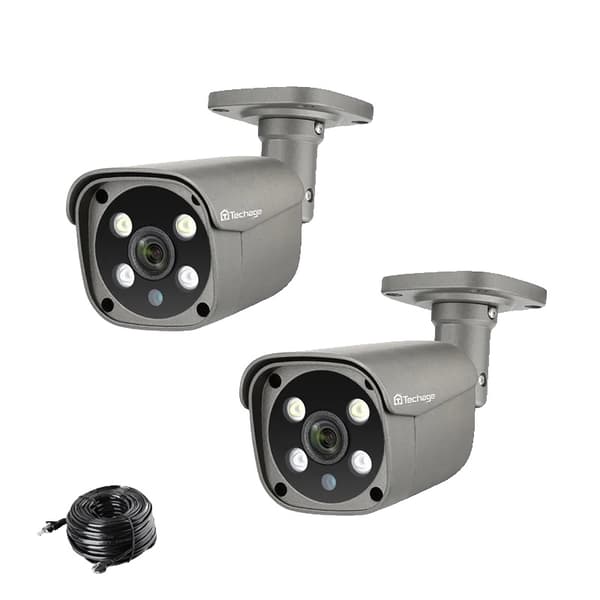 PoE Sikkerhedskamera, AI Menneskegenkendelse, To-vejs Lyd,2Pcs 5MP POE 48V