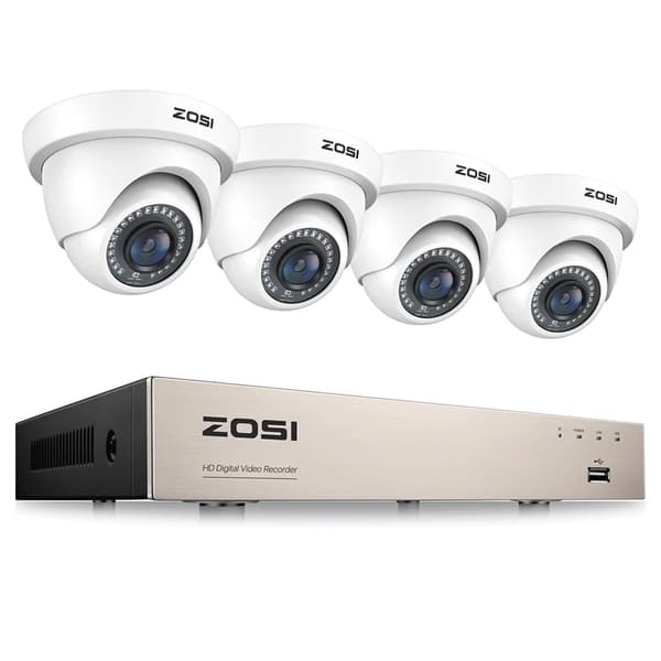 Säkerhetskamerasystem, 8-kanals DVR-inspelare, 2MP Dome-kameror,4 Vita Kameror, 1T