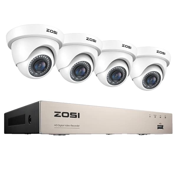 Säkerhetskamerasystem, 8-kanals DVR-inspelare, 2MP Dome-kameror,4 Vita Kameror, 1T