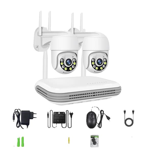 8CH NVR-system, 3MP opløsning, understøttelse af flere kameraer, fjernovervågningsmulighed,Ingen, 8CH NVR x 2 Cam 3MP