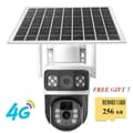 Miniatyrbillede 2 af 2: Udendørs sikkerhedskamera, 4G-forbindelse, 360° synsvinkel, dual linse system,4G kamera 256GB-W
