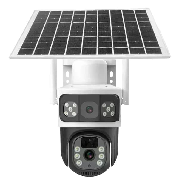 Udendørs sikkerhedskamera, 4G-forbindelse, 360° synsvinkel, dual linse system,4G kamera 256GB-W